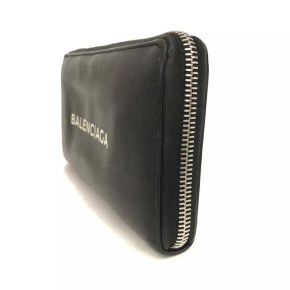 BALENCIAGA Everyday Leather Zip Around Long Wallet Black/4BC0390 - Picture 3 of 8